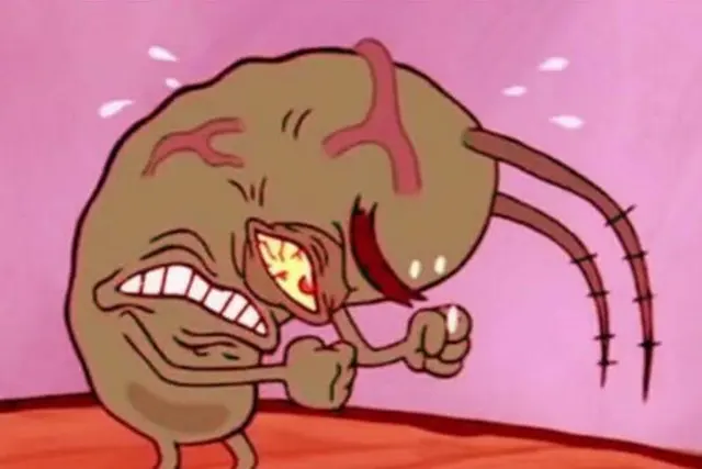 Cringing Plankton blank meme template