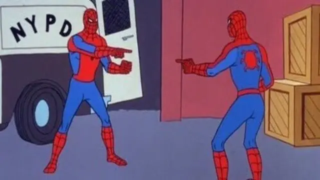 Spider-Man Pointing at Spider-Man meme template