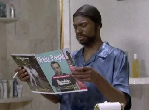 Black guy reading White People magazine meme template