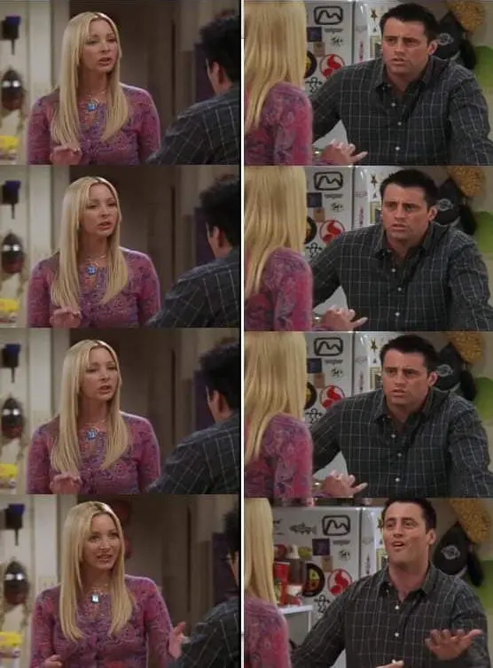 Phoebe teaching Joey in Friends blank meme template