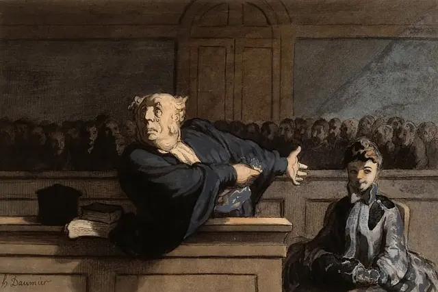 Lawyer and girl in court meme template