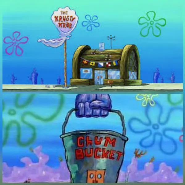 Шаблон мема «Красти краб” против “Помойного ведра»