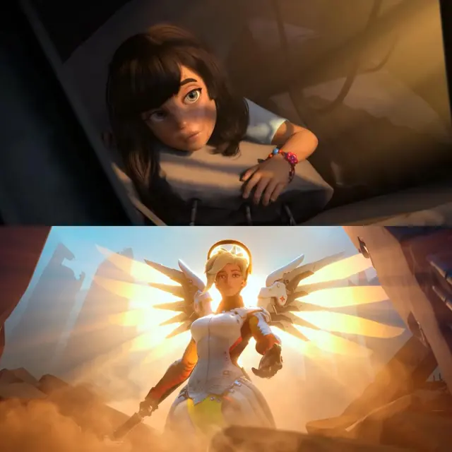 Шаблон мема «Милосердие из Overwatch» без готовой подписи