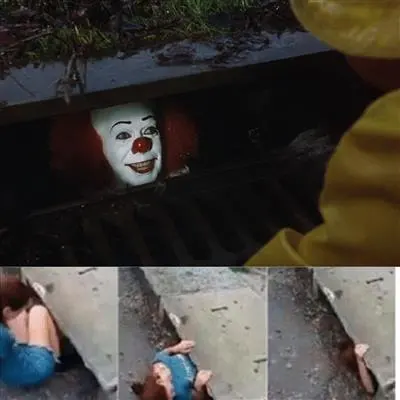 pennywise in sewer blank meme template