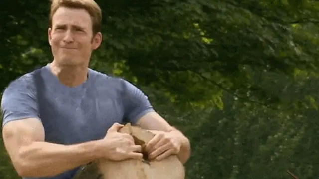 Steve Rogers Pulling a Stump Apart blank meme template