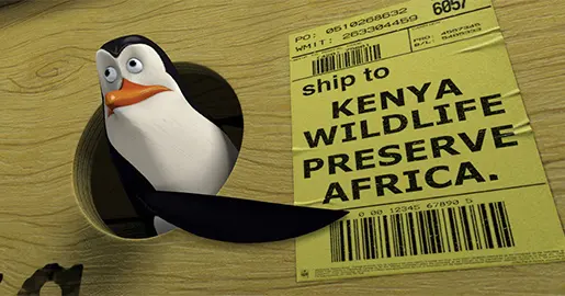 Penguin in a box meme template