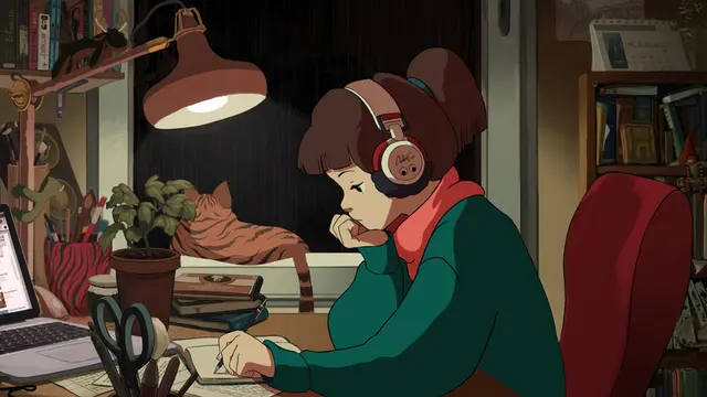 Шаблон мема «Lofi Hip Hop Radio» без готовой подписи
