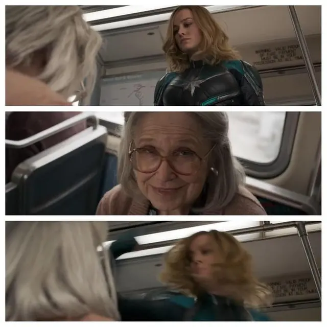 Captain Marvel hits grandma blank meme template