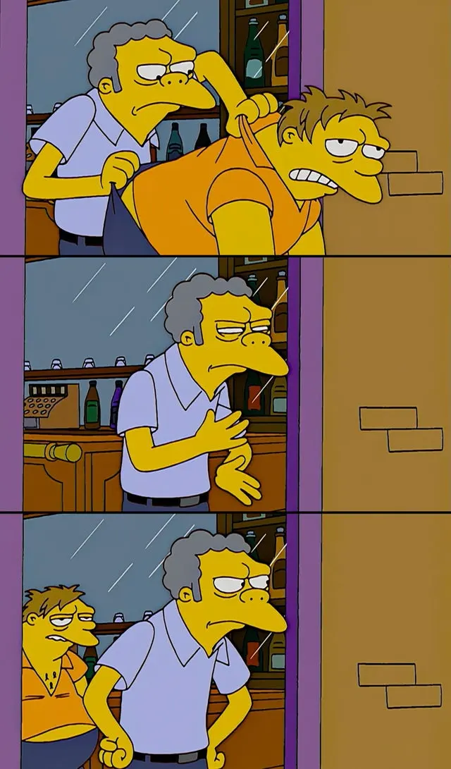 Moe throws Barney blank meme template