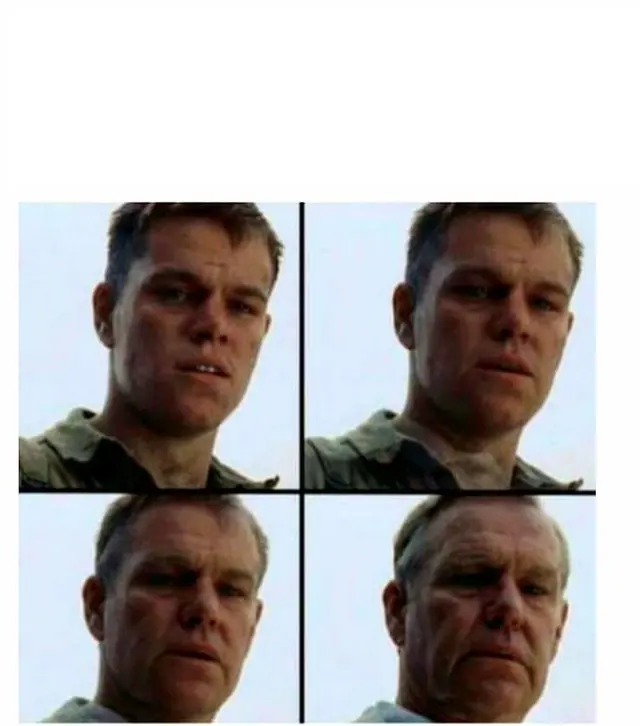 Matt Damon gets older blank meme template