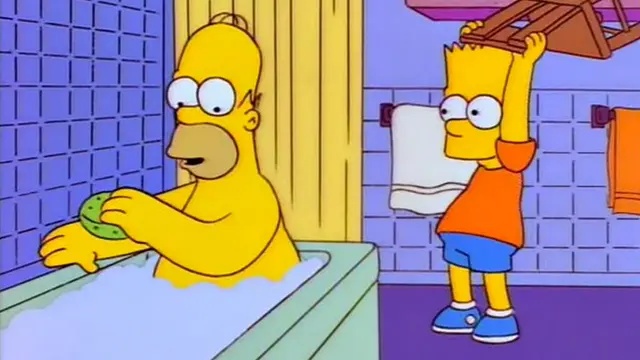 Bart hits Homer with a chair blank meme template