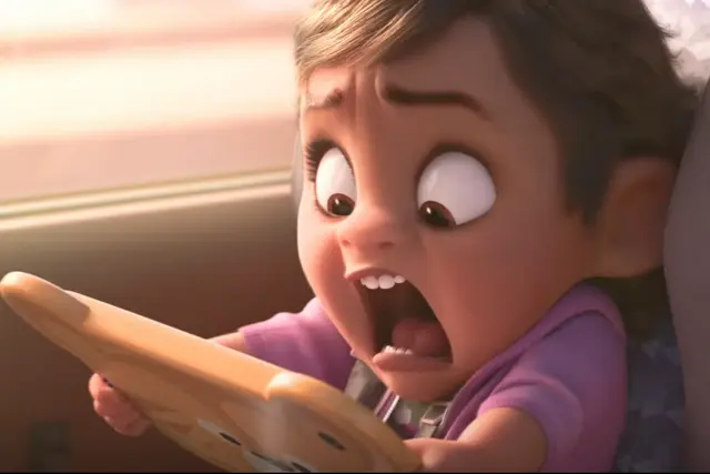 Scared girl with an iPad and an overfed pink hare blank meme template