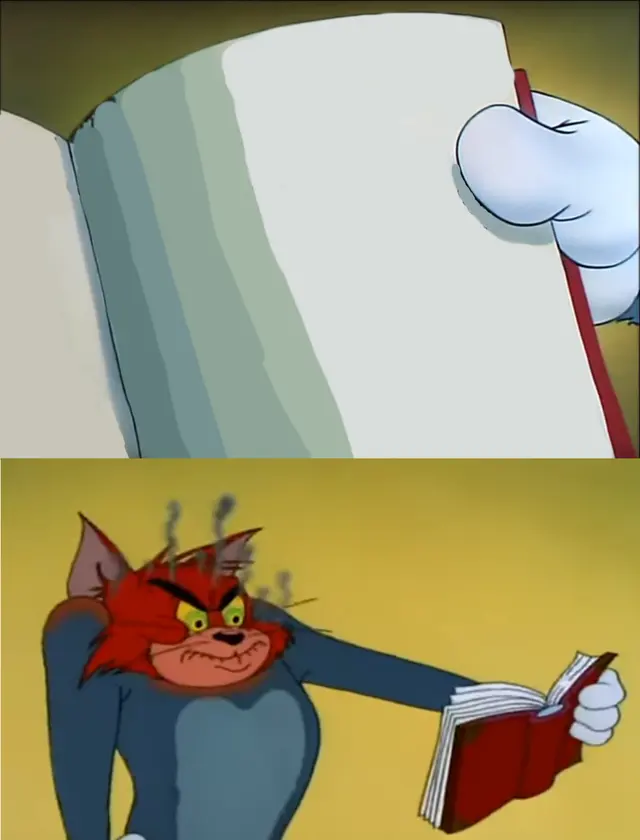 Angry Tom Reading Book blank meme template