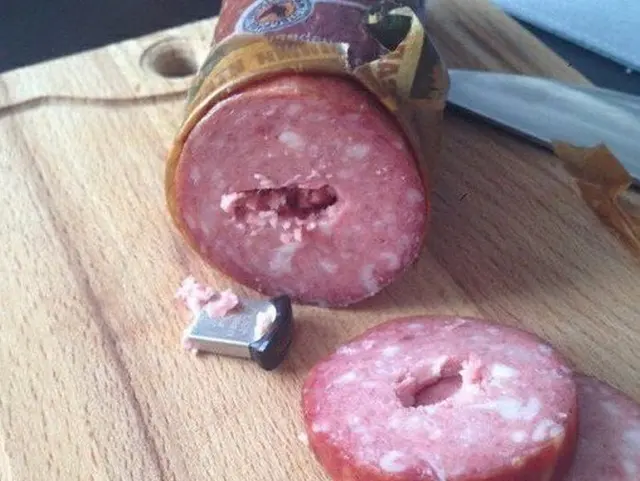 Flash drive in sausage blank meme template
