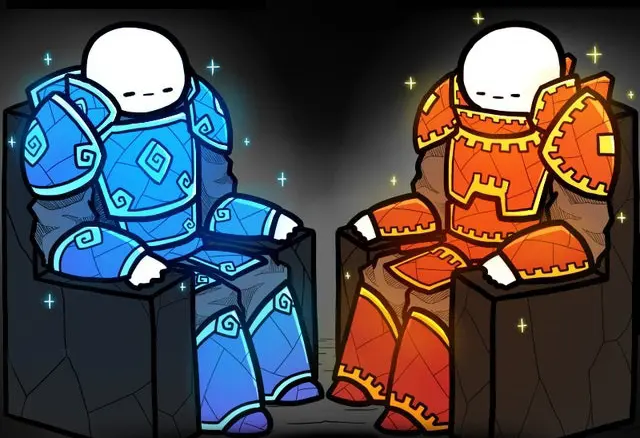 Two giants and the small figure blank meme template