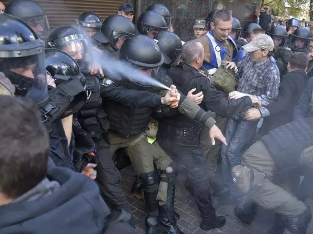 Policeman sprayed himself in the face with a spray can blank meme template