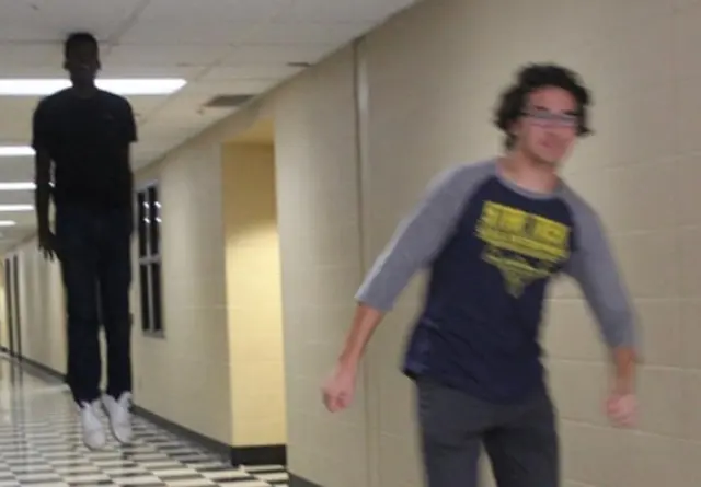 Floating Boy Chasing Running Boy blank meme template