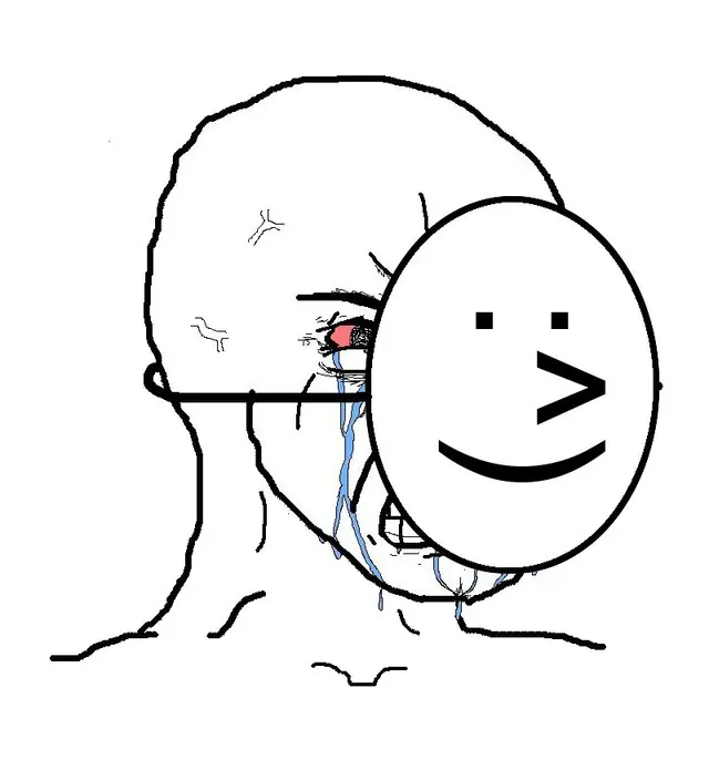 Pretending To Be Happy, Hiding Crying Behind A Mask blank meme template