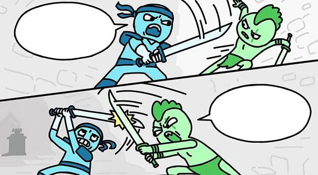 Ninja battle with the green man blank meme template