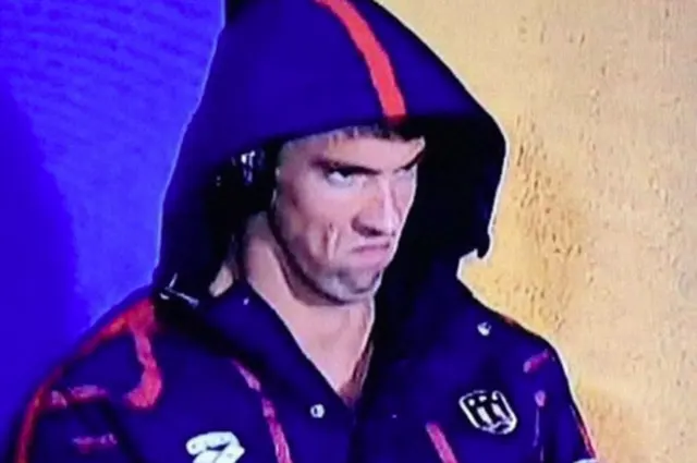 Evil Michael Phelps blank meme template