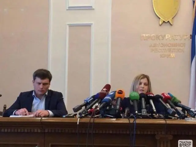 Poklonskaya with microphones and a sad man meme template