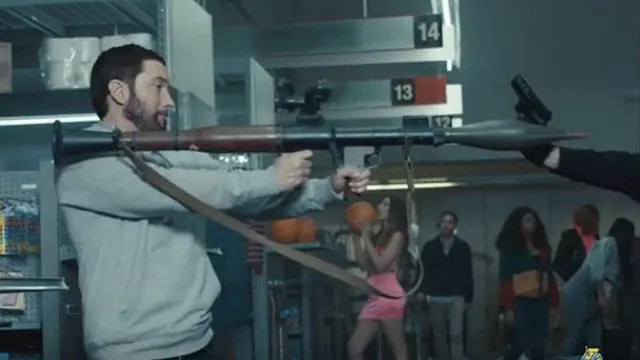 Eminem Holding a Rocket Launcher meme template