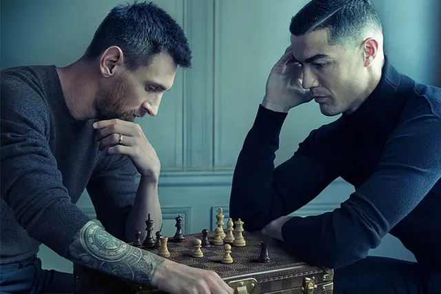 Messi and Ronaldo Playing Chess blank meme template