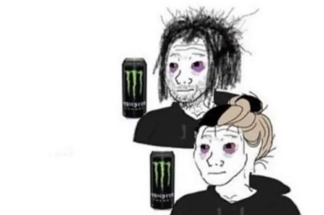 Doomer and doumersha with energy drinks blank meme template